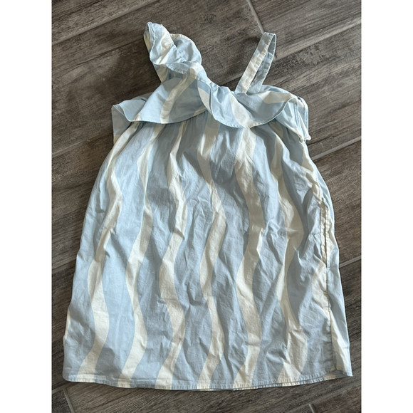 Girls Striped Dress Size S (6/6x) One Shoulder Ruffle Sleeveless Blue‎ White - Picture 2 of 4